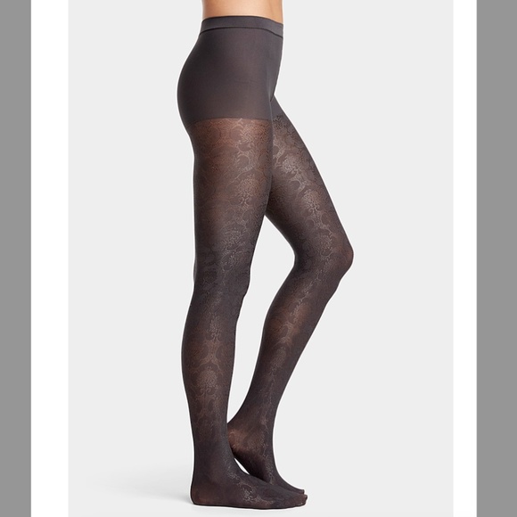 Charcoal gray sparkly baroque arabesque tights made in Italy NWT - Picture 1 of 4